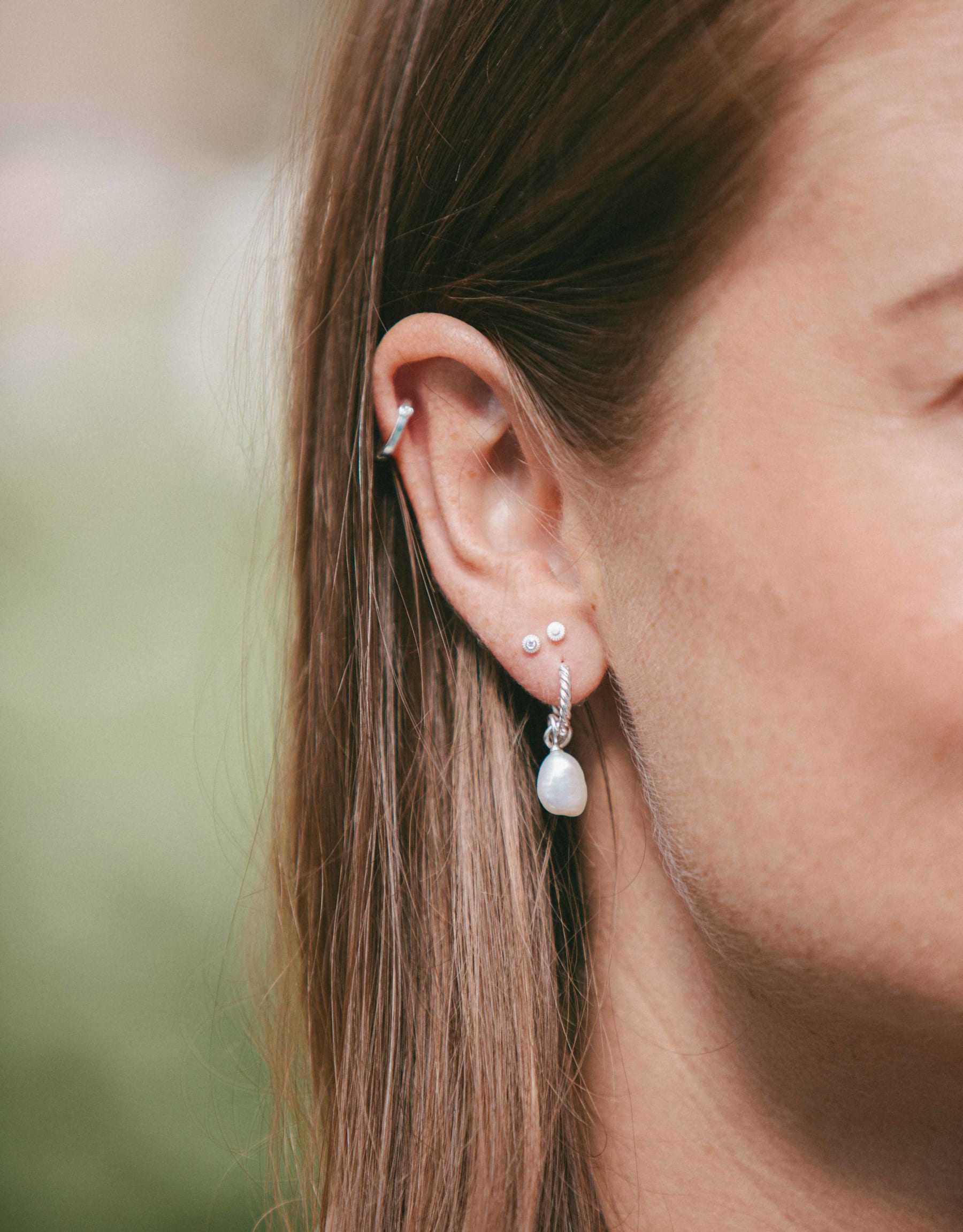 Ocean Pearl hoop - sølv